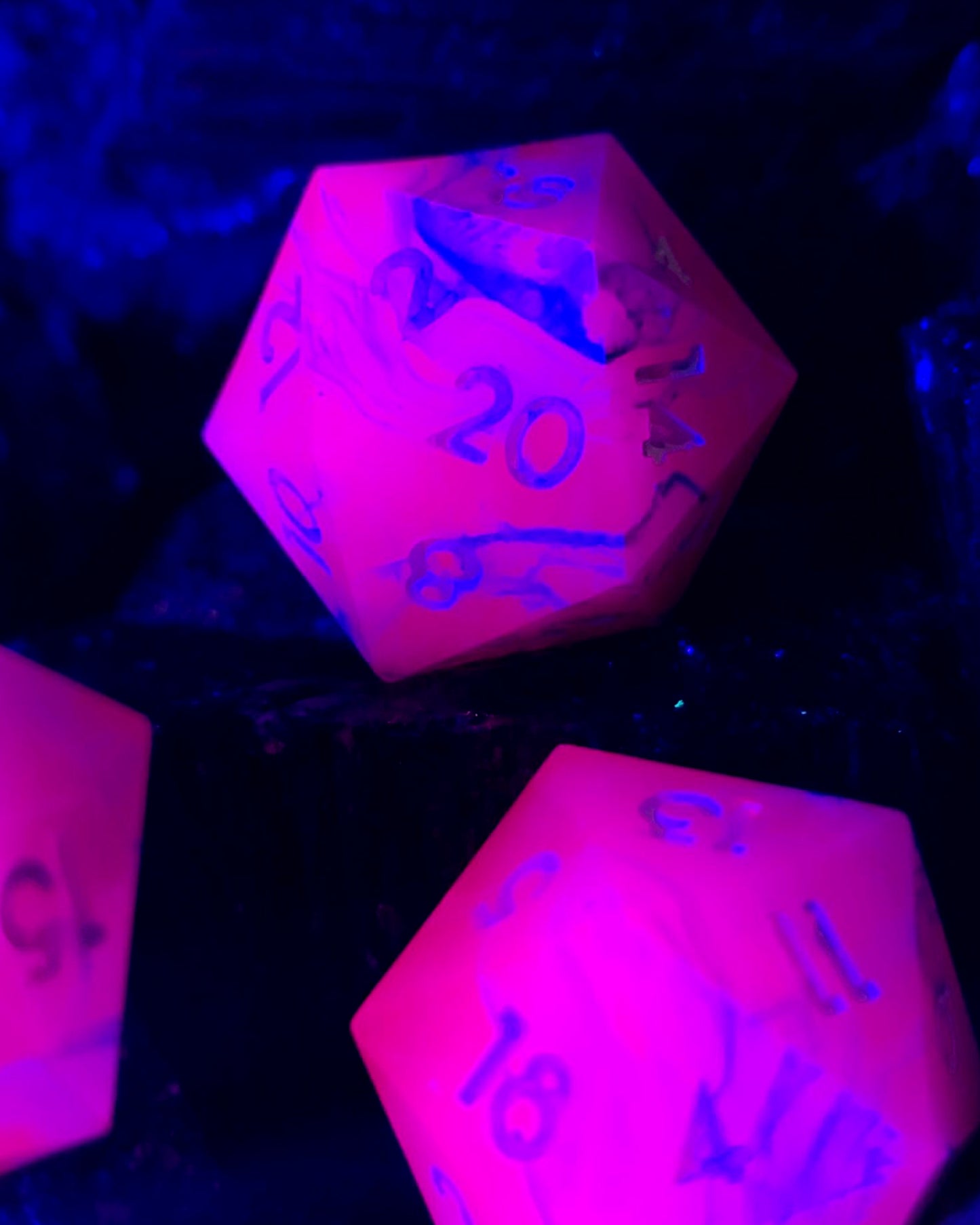 Bardic Dreams UV Reactive -1 D20 | Handmade Dice | Hand Crafted Dungeons and Dragons Dice