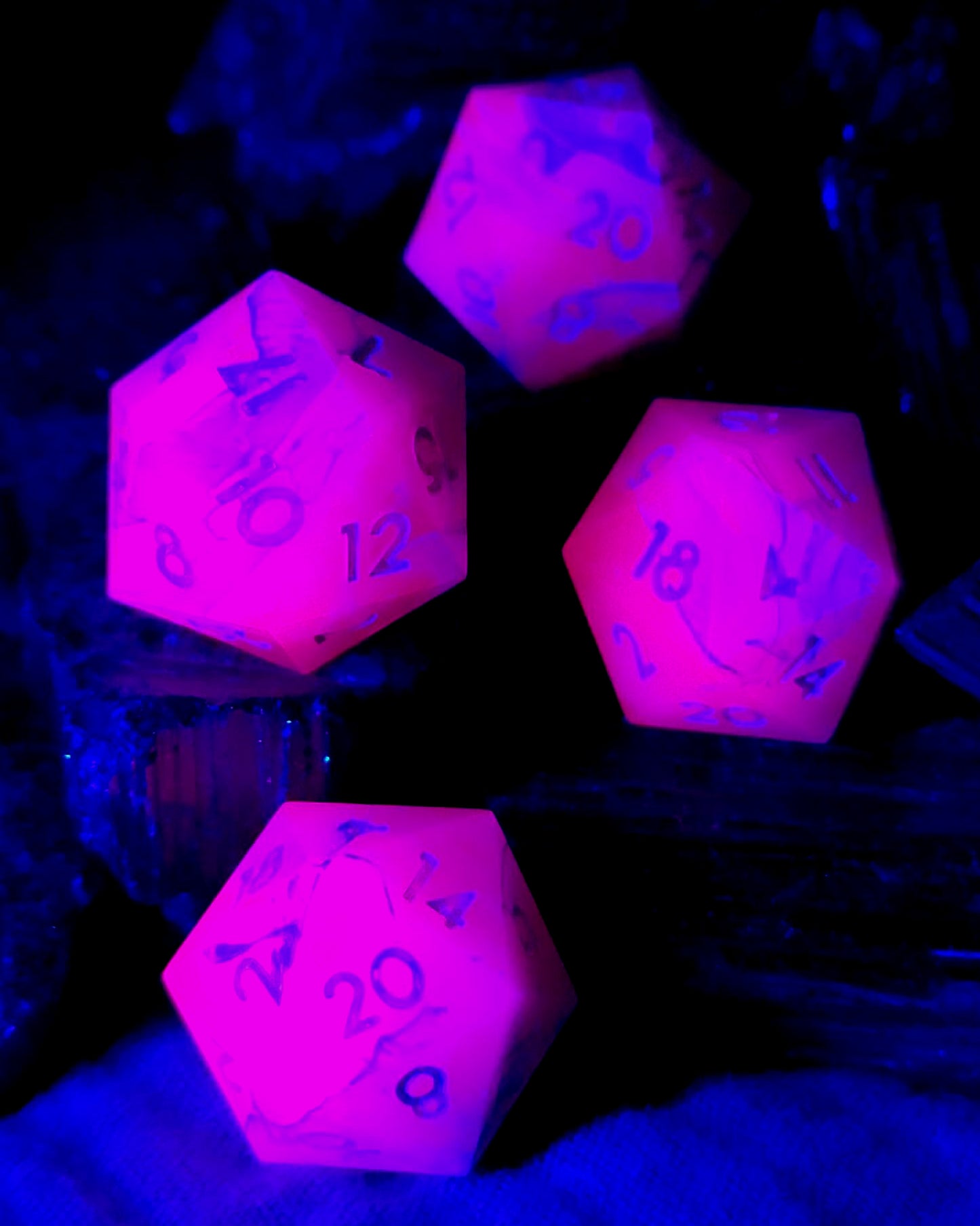 Bardic Dreams UV Reactive -1 D20 | Handmade Dice | Hand Crafted Dungeons and Dragons Dice