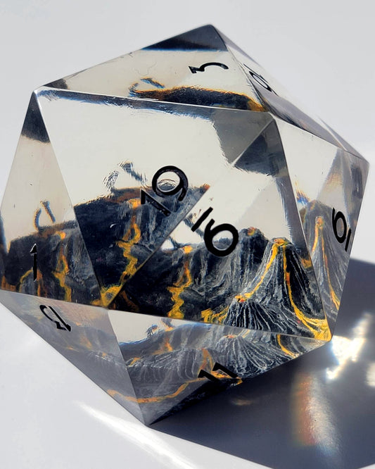 The Crescent of Fire 60mm - Chonk D20 | Handcrafted Dungeons and Dragons Dice