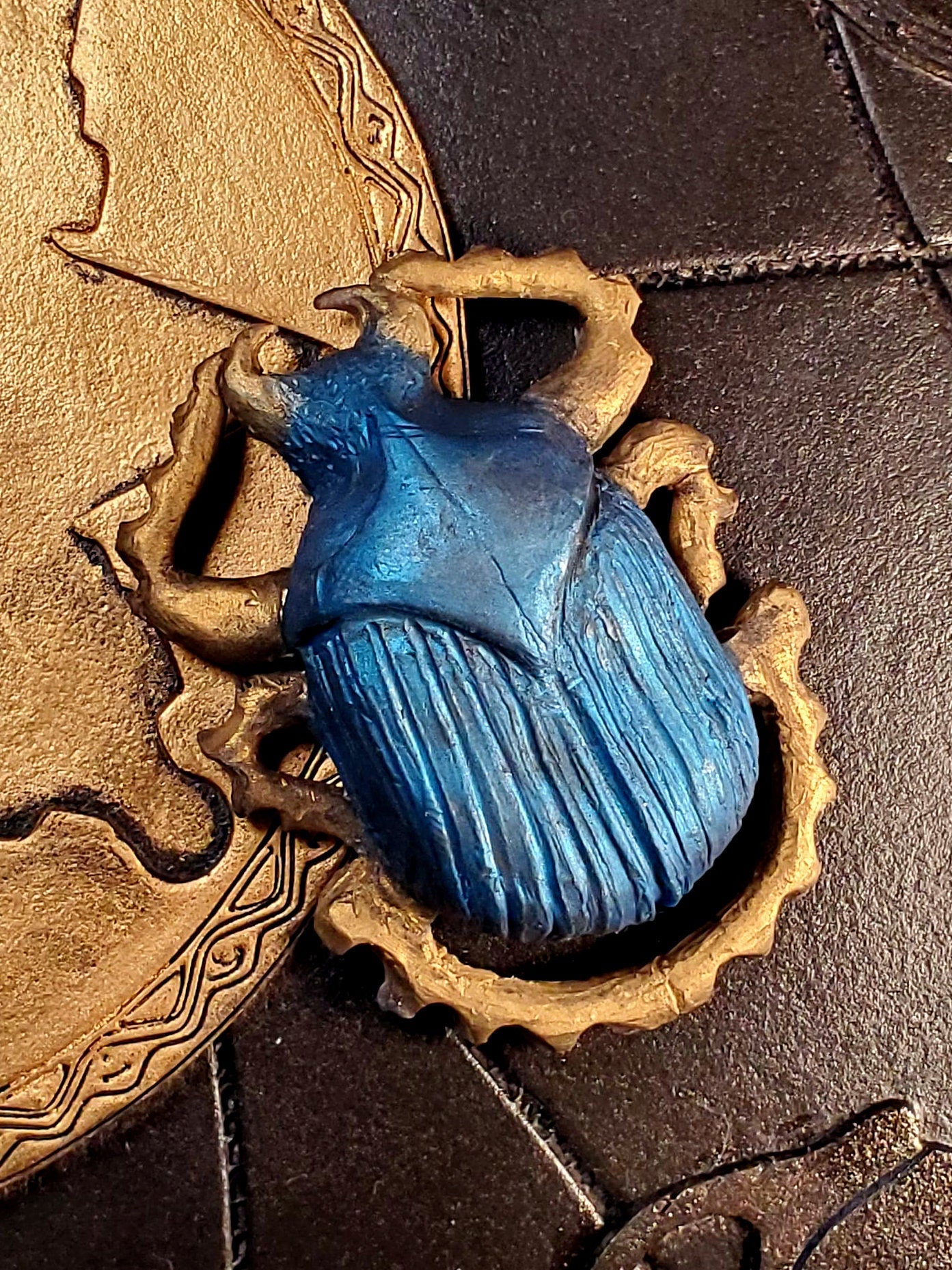 1999 The Mummy scarab prop | Egyptian Scarab| Blue Gold Scarab