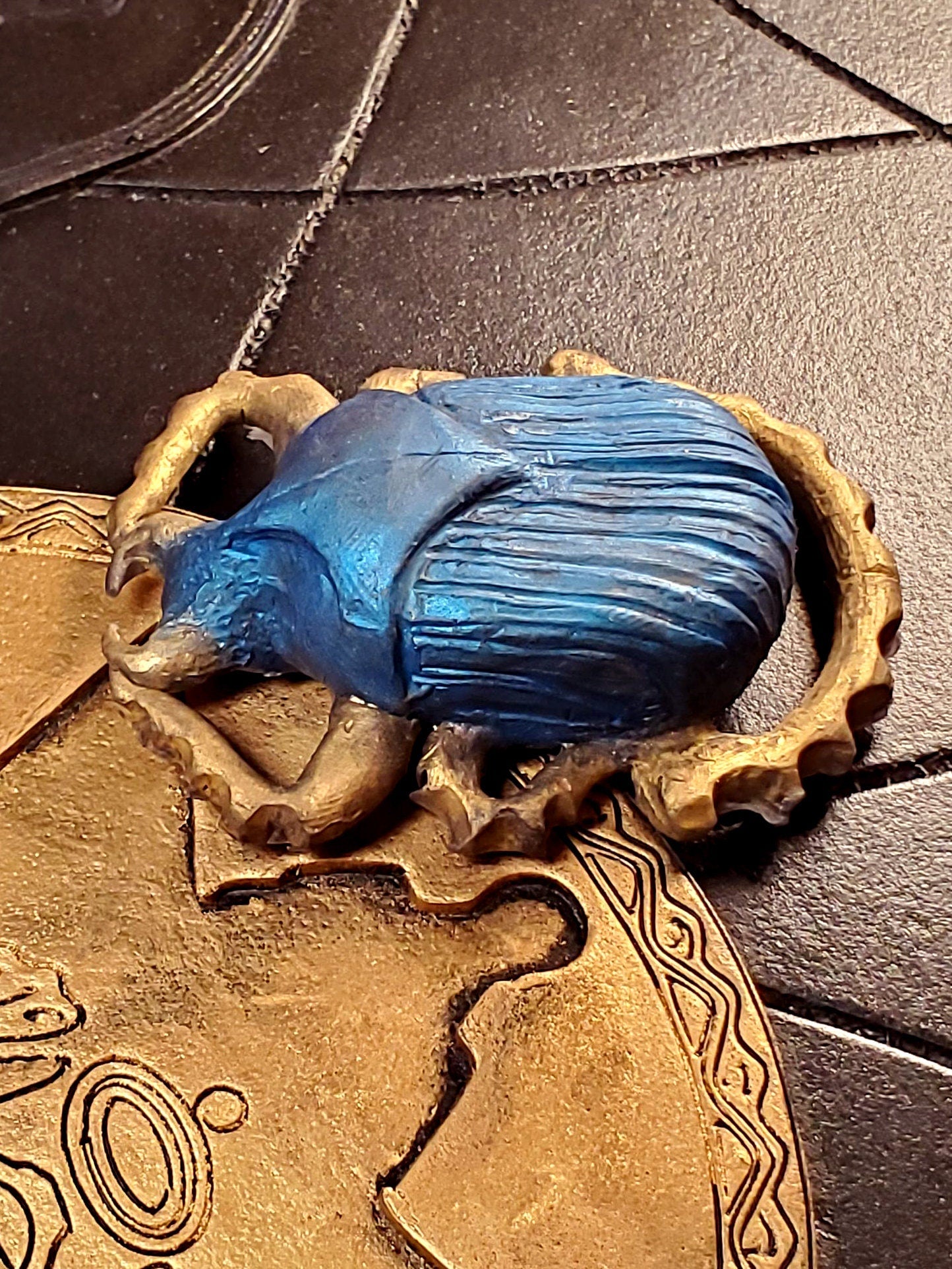 1999 The Mummy scarab prop | Egyptian Scarab| Blue Gold Scarab